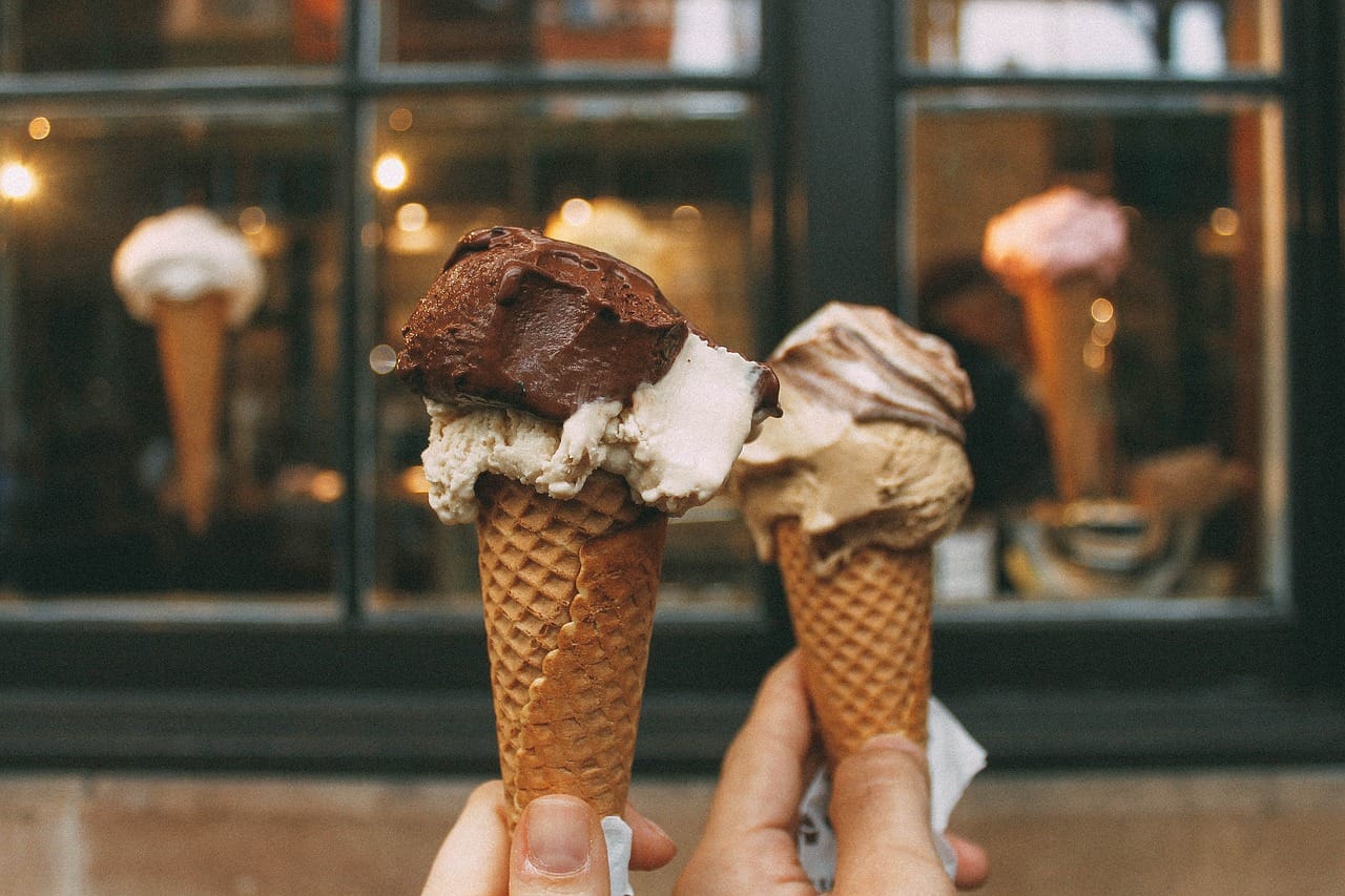 ice cream, cone, couples